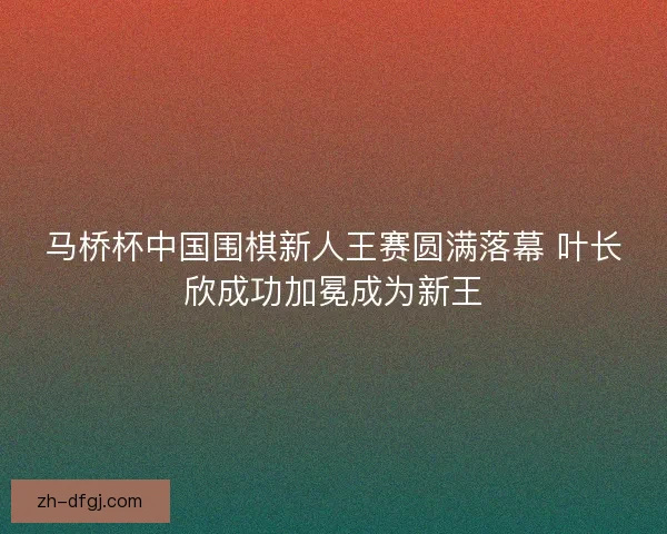 马桥杯中国围棋新人王赛圆满落幕 叶长欣成功加冕成为新王